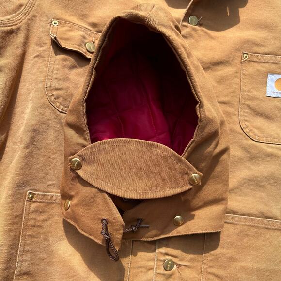 Vintage 80s Union Made Carhartt Blanket Lined Chore Coat Hood Jacket Workwear - Picture 6 of 12